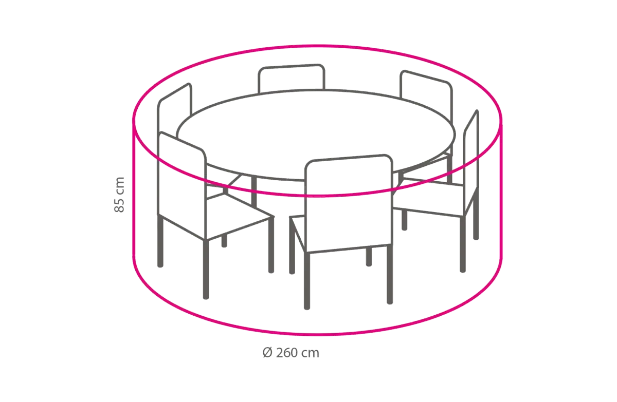 Runde Schutzhülle für Gartenmöbel ⌀ 260 cm, Höhe 85 cm