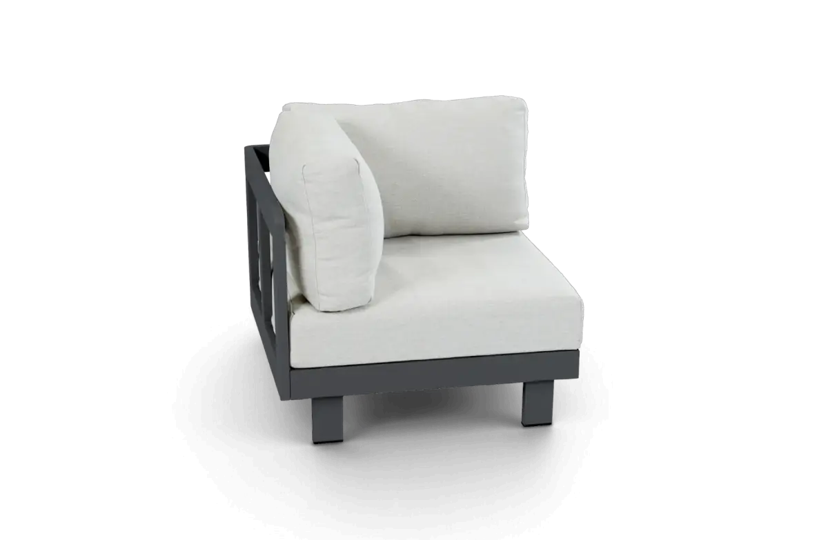 Hoekelement modulaire loungebank tulum beige black aluminium PNG