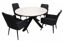 5-teiliges Gartenset | 4 Pisa Gartenstühle | Limasol Gartentisch | ø 120 cm