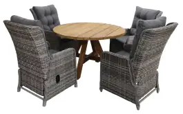 5-teiliges Gartenset | 4 verstellbare Dublin Gartenstühle | Jakarta Gartentisch | ø 120 cm
