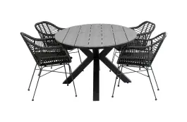 5-teiliges Gartenset | 4 Oslo Gartenstühle | Limasol Gartentisch 160 cm