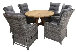 7-teiliges Gartenset | 6 Dublin Gartenstühle | Jakarta Gartentisch | ø 150 cm