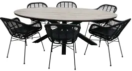 7-teiliges Gartenset | 6 Oslo Gartenstühle  | Limasol Gartentisch | ø 150 cm