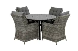 5-teiliges Gartenset | 4 Dublin Gartenstühle | Limasol Gartentisch | ø 120 cm