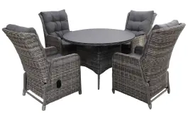 5-teiliges Gartenset | 4 verstellbare Dublin Gartenstühle | Dublin Gartentisch | ø 120 cm