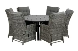 7-teiliges Gartenset | 6 verstellbare Dublin Gartenstühle | Limasol Gartentisch | ø 150 cm