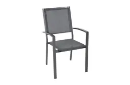 Stapelbarer Gartenstuhl Mojito Negro | Grau | Aluminium & Textilene | Lesli Living