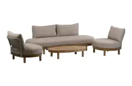 Sessel-Sofa Lounge-Set Cancun | 4-teilig | Sand | Akazienholz
