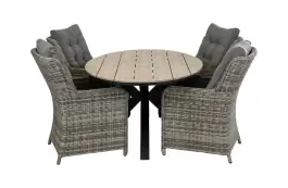 5-teiliges Gartenset | 4 Dublin Gartenstühle  | Limasol Gartentisch | 160 cm  oder 180 cm