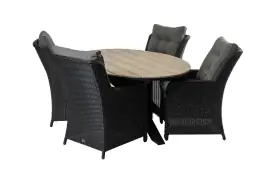 5-teiliges Gartenset | 4 Dublin Gartenstühle | Limasol Gartentisch | 180 cm | Oval