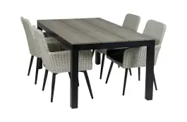 5-teiliges Gartenset | 4 Pisa Gartenstühle  |  Limasol Gartentisch 180 cm
