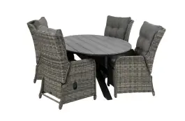 5-teiliges Gartenset | 4 verstellbare Dublin Gartenstühle | Limasol Gartentisch | 180 cm | Oval