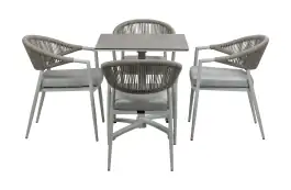 5-teiliges Garten-Set | 4 Gartenstühle Brügge (Sand) | Klappbarer Gartentisch Gent 70 x 70 cm (Sand)
