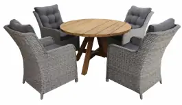 5-teiliges Gartenset |4 Dublin Gartenstühle | Jakarta Gartentisch | ø 120 cm