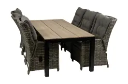 7-teiliges Gartenset | 6 verstellbare Gartenstühle Dublin | Limasol Gartentisch | 225 cm