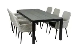 7-teiliges Gartenset | 6 Pisa-Gartenstühle | Limasol Gartentisch | 220 cm | Oval