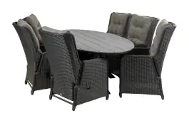 7-teiliges Gartenset | 6 verstellbare Dublin Gartenstühle | Limasol Gartentisch | 220 cm | Oval