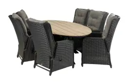 7-teiliges Gartenset | 6 verstellbare Dublin Gartenstühle | Limasol Gartentisch | 220 cm | Oval