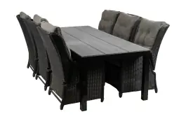 7-teiliges Gartenset | 6 verstellbare Gartenstühle Dublin | Limasol Gartentisch | 225 cm