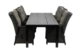 7-teiliges Gartenset | 6 verstellbare Gartenstühle Dublin | Gartentisch Limasol 225 cm