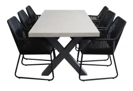 7-teiliges Gartenset | 6 Isabel Gartenstühle | Limasol Gartentisch | 225 cm