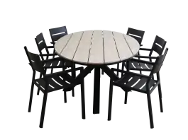 7-teiliges Gartenset | 6 Delia Gartenstühle | Limasol Gartentisch | 220 cm | Oval