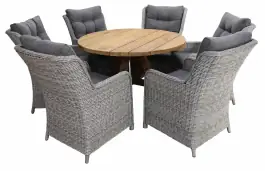 7-teiliges Gartenset | 6 Dublin Gartenstühle | Jakarta Gartentisch | ø 150 cm