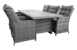 7-teiliges Gartenset | 6 Dublin Gartenstühle | Gartentisch Dublin 230 cm mit Keramikplatte