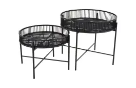 Beistelltisch-Set Aiko | Schwarz | Bambus & Metall | Lesli Living