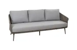 Loungesofa Alezio | 3 Sitzer | Elfenbeinfarbe | Camel Mocca | Aluminium und Rope