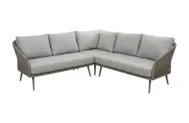Loungesofa Alezio | Elfenbeinfarbe | Camel Mocca | Aluminium und Rope