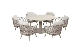 Gartenset Aurora/Lille | 6 Personen | Rund 159 cm | Rope & Keramik