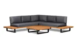 Ecklounge-Set Barstano | Anthrazit & Grau | Akazienholz und Aluminium