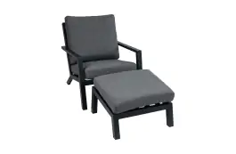 Loungesessel mit Hocker | Bezano | Aluminium | Creme