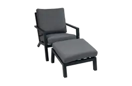 Loungesessel mit Hocker | Bezano | Aluminium | Grau