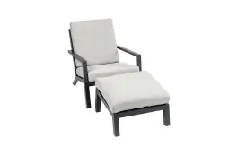 Loungesessel mit Hocker | Bezano | Aluminium | Creme