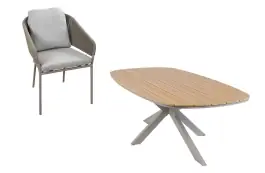 7-teiliges Gartenmöbel-Set | 6 Brindsi Gartenstühle (Elfenbeinfarbe & Camel) | Gartentisch Cadiz 240x115 cm (Camel)