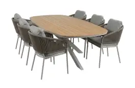 7-teiliges Gartenmöbel-Set | 6 Brindsi Gartenstühle (Elfenbeinfarbe & Camel) | Gartentisch Cadiz 240x115 cm (Camel)