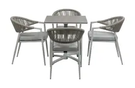 5-teiliges Garten-Set | 4 Gartenstühle Brügge (Sand) | Klappbarer Gartentisch Gent 70 x 70 cm (Sand)