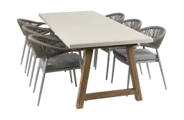 7-delige tuinset | 6 Brugge tuinstoelen (Sand) | Tuintafel Rock 235x95 cm (Sand)
