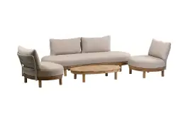 Sessel-Sofa Lounge-Set Cancun | 4-teilig | Sand | Akazienholz