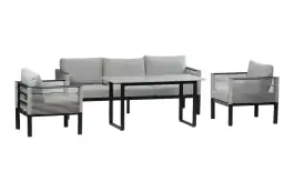 Sessel-Sofa Dining Lounge-Set Cuba | 3-Personen-Sofa | Schwarz
