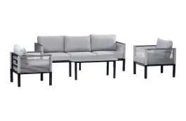 Sessel-Sofa Lounge-Set Cuba | 3-Sitzer | Schwarz & Sand
