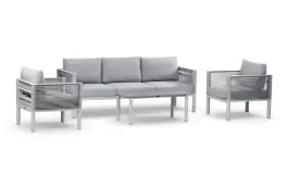 Sessel-Sofa Lounge-Set Cuba | 3-Sitzer | Sand & Off-Sand
