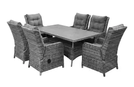 7-teiliges Gartenset | 6 verstellbare  Gartenstühle Dublin | Dublin Gartentisch 180 cm
