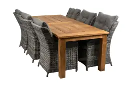 7-teiliges Gartenset | 6 Dublin Gartenstühle | Jakarta Gartentisch 240 cm