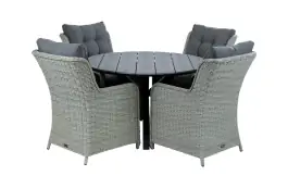 5-teiliges Gartenset | 4 Dublin Gartenstühle | Limasol Gartentisch | ø 120 cm