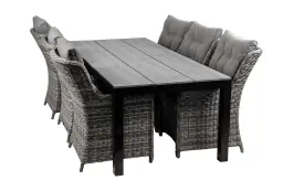 7-teiliges Gartenset | 6 Gartenstühle Dublin | Limasol Gartentisch | 225 cm