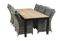 7-teiliges Gartenset | 6 Gartenstühle Dublin | Limasol Gartentisch | 225 cm