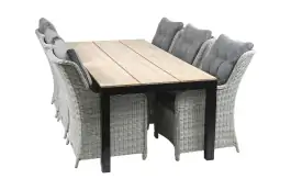 7-teiliges Gartenset | 6 Gartenstühle Dublin | Limasol Gartentisch | 225 cm